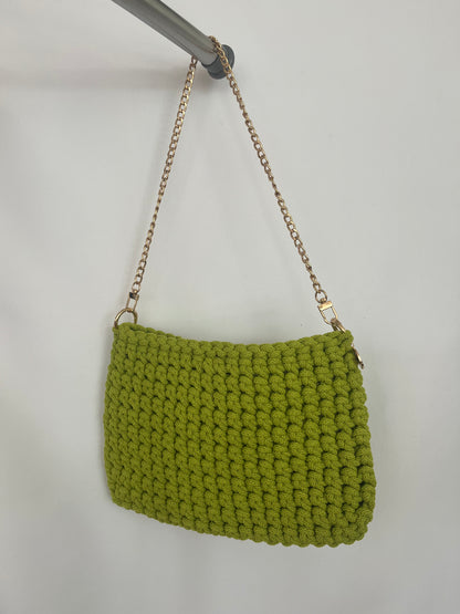 handgemachte Häkeltasche aus Baumwolle in dopamine lime – leuchtende nachhaltige Tasche