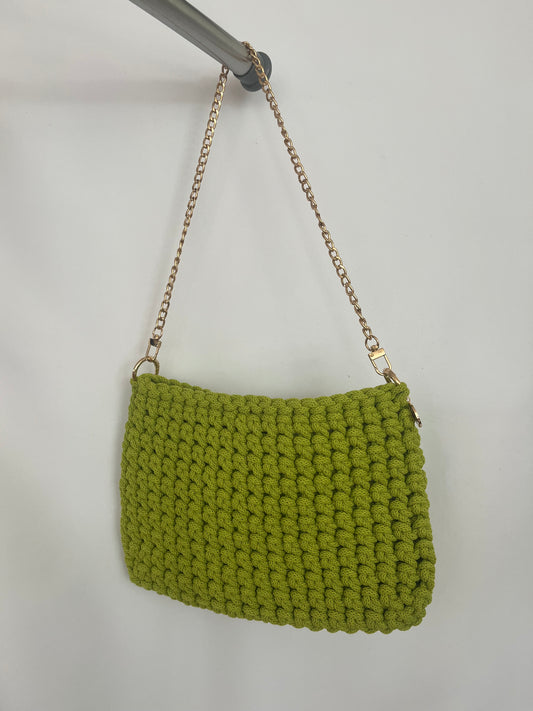 handgemachte Häkeltasche aus Baumwolle in dopamine lime – leuchtende nachhaltige Tasche